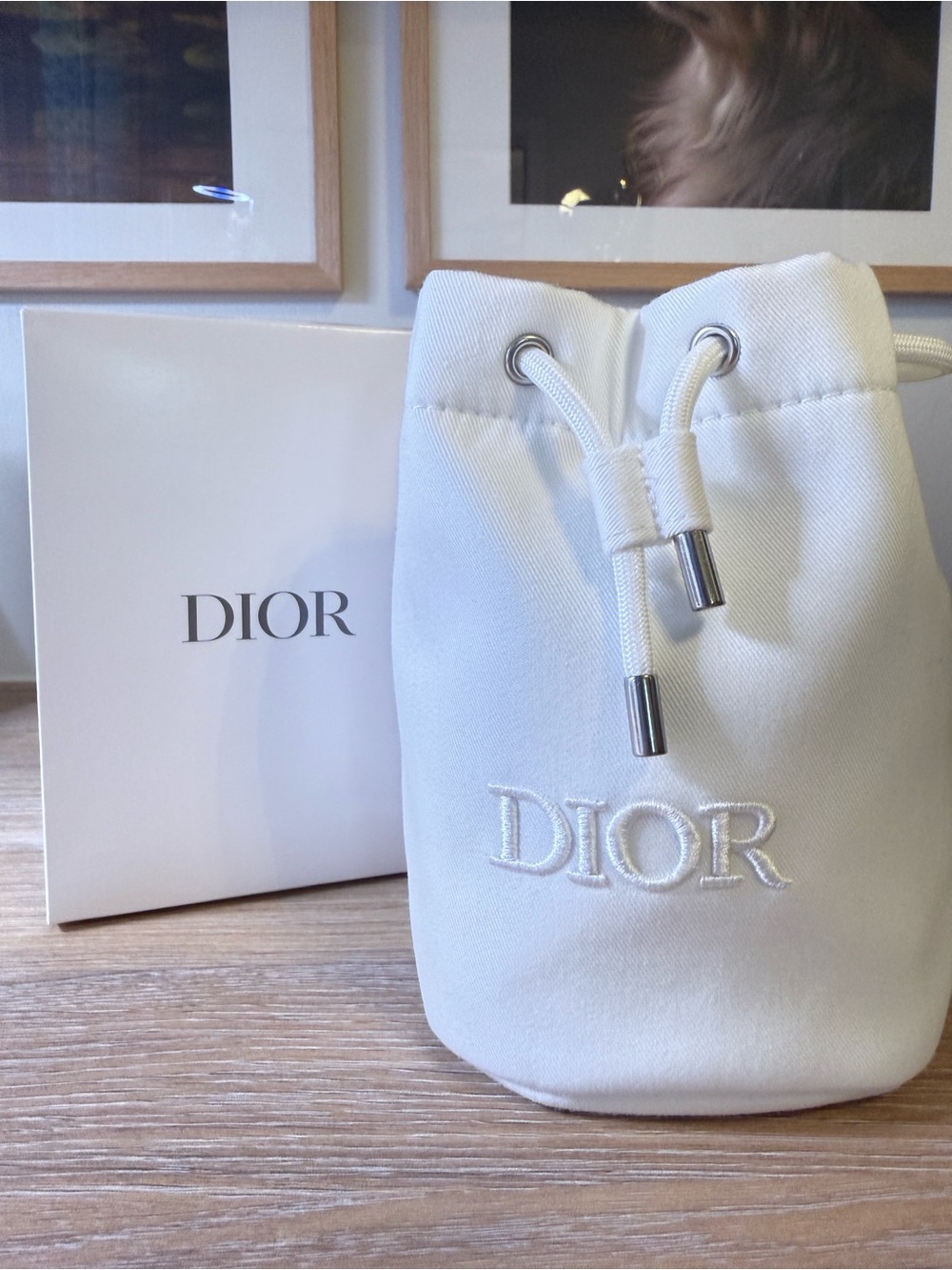 Dior Beauty White Embroidered Drawstring Pouch - Picture 1 of 4
